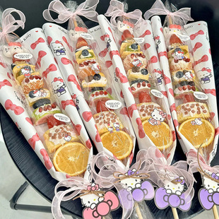 摆摊甜品 纸冬季 网红款 一米酸奶糖果水果糖葫芦串卡通KT猫夹心包装