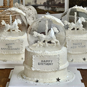 2026除夕夜新年主题旋转木马水晶球蛋糕装 饰少女感马年除夕夜甜品