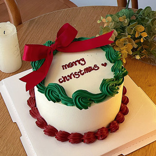 圣诞节主题蛋糕装饰红色丝带蝴蝶结草圈叶子纸杯蛋糕圣诞帽裱花嘴