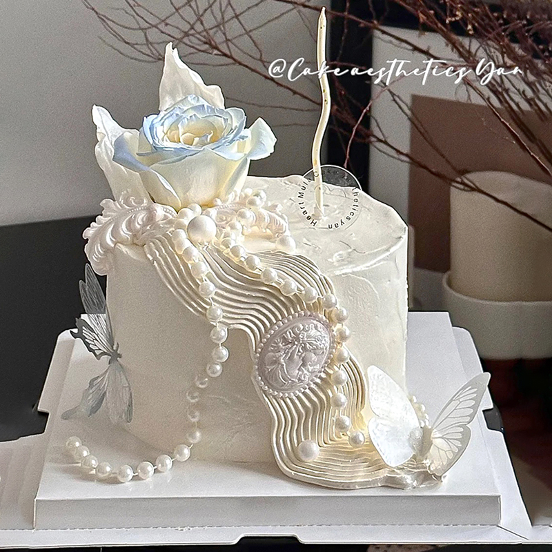 高级感韩式ins玫瑰仙女生日蛋糕