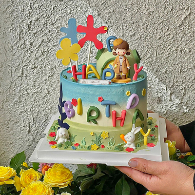 春天里可爱秘密花园儿童生日蛋糕