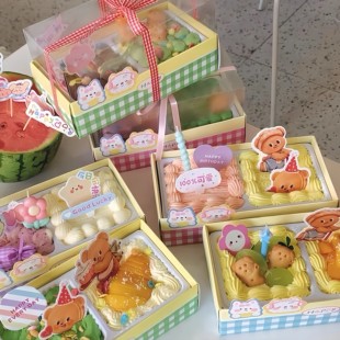 饰黄油插件 2宫格2粒盒子打包盒格子盒蛋糕装 徐小包同款 盒子春游季