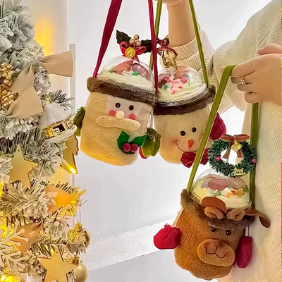 圣诞节啵啵杯毛绒挎包苹果袋蛋糕