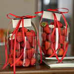 浪漫冬季新年跨年除夕手提草莓桶DIY蝴蝶结丝带水果手提桶送闺蜜