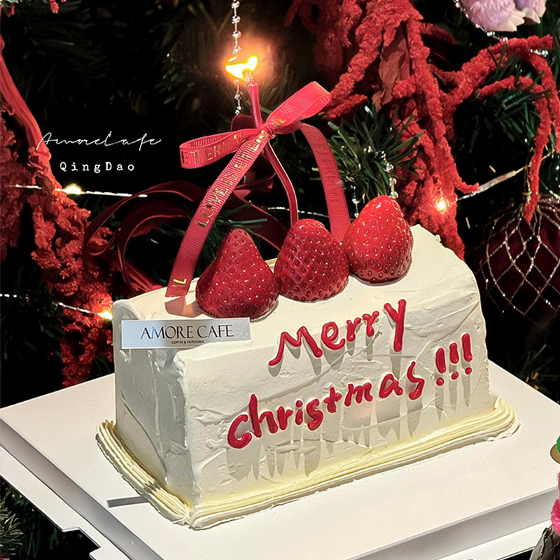 简约ins风圣诞节主题草莓蛋糕装饰手工DIY蝴蝶结丝带曲线蜡烛插件,节庆用品/礼品,蛋糕/烘焙装饰用品,淘宝优惠券,粉丝福利购,淘宝优惠卷