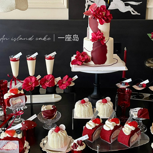 高级感鲜花婚礼订婚宴结婚甜品台