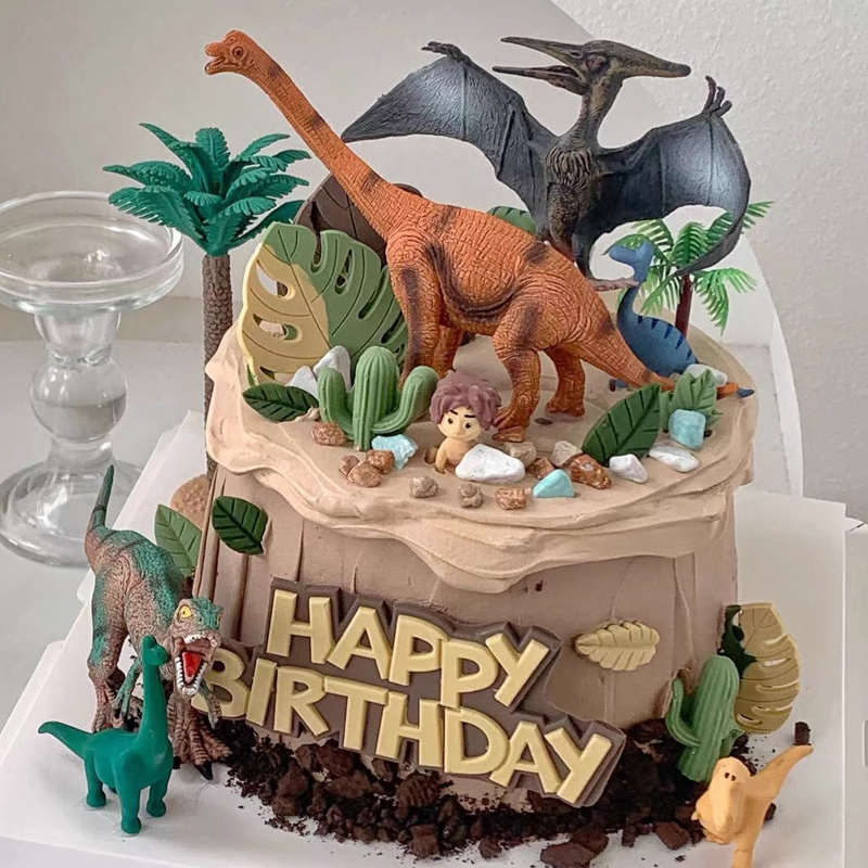 森林系男孩生日霸王龙恐龙蛋糕