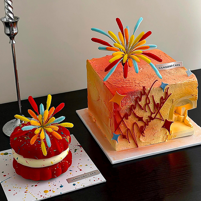 2025新年春节除夕夜宫殿礼花蛋糕