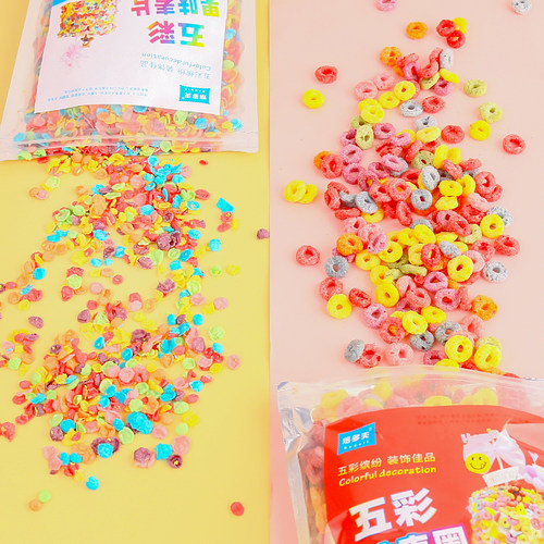 五彩果味麦片蛋糕装饰摆件