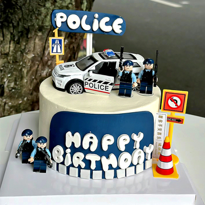 男孩生日Police警察蛋糕装饰