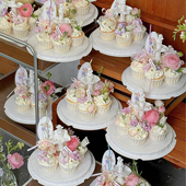 浪漫3.8女神节鲜花许愿池纸杯蛋糕装 饰小天使模具印花卡DIY蝴蝶结