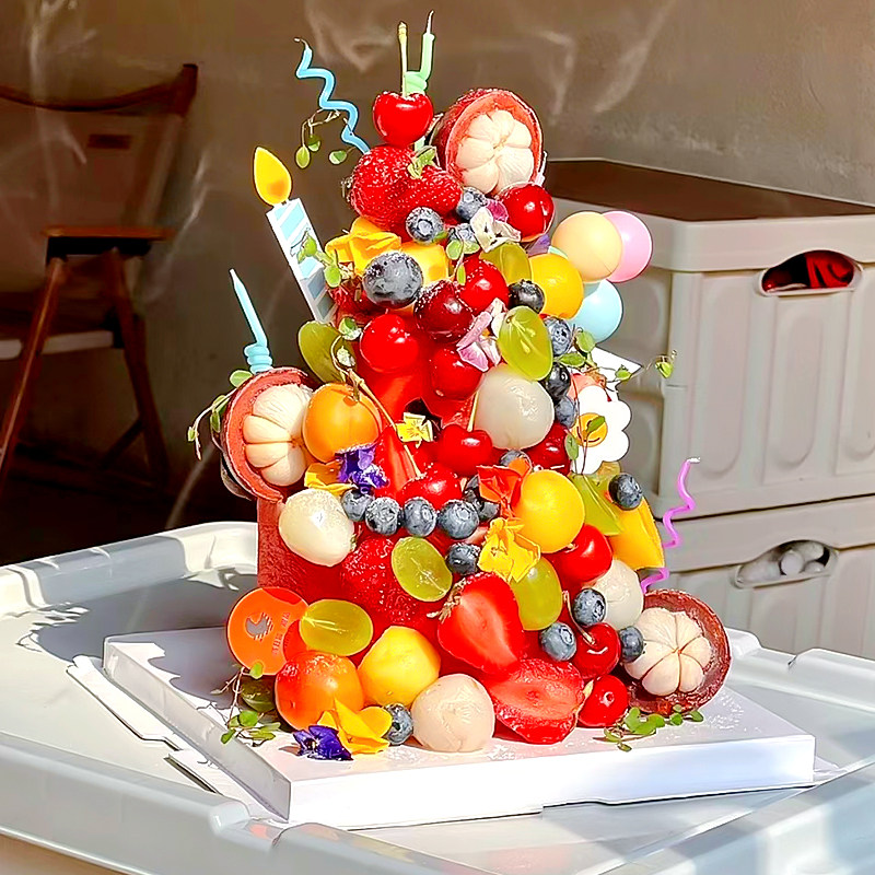 网红创意海底捞西瓜蛋糕装饰插件夏日清凉瓜果复古派对甜品台插牌