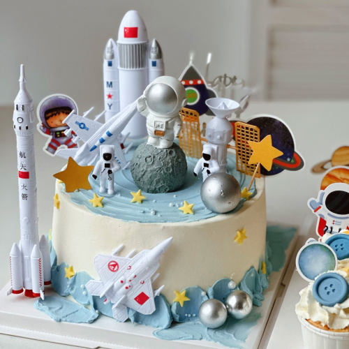 男孩生日太空宇航员星球蛋糕装饰