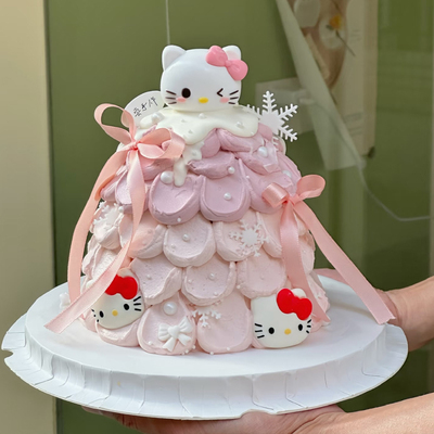 粉色圣诞节主题KT猫许愿树蛋糕