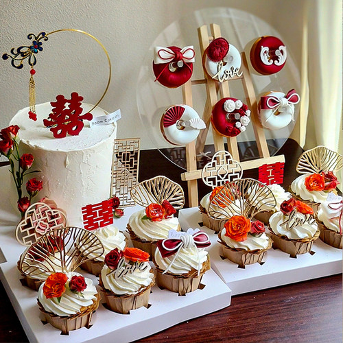 复古仪式感订婚宴婚礼甜品台蛋糕