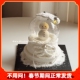 冬日圣诞节梦幻雪景主题水晶球蛋糕装 饰可爱雪球雪人DIY铃铛丝带