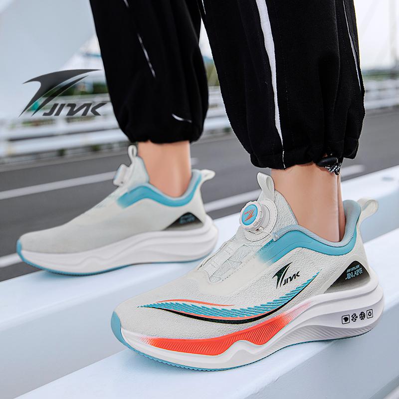 金莱克男鞋旋转纽扣男士运动鞋秋冬季高弹爆米花飞织青少年跑步鞋