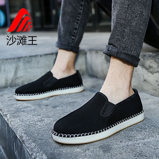 新款中老年布鞋轻便防滑耐磨透气休闲鞋一脚蹬牛筋底软底正宗布鞋