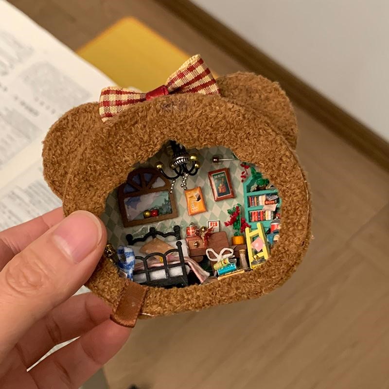 手工diy小屋创意迷你微缩场景毛绒熊仔房子模型送闺蜜女朋友礼物