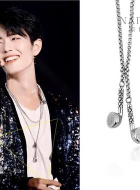 搭配卫衣的耳机项链小众蹦迪土酷潮毛衣链可调节配饰高级感潮男女