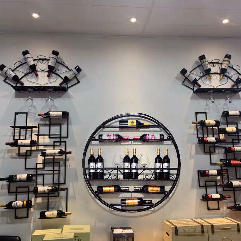 简约现代铁艺酒架酒柜壁挂餐厅创意悬挂酒杯墙上红酒架装饰置物架