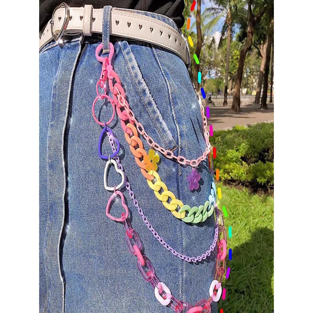 y2k腰链配饰高级感jk朋克彩虹嘻哈少女搭配牛仔裤链子ins网红爱心