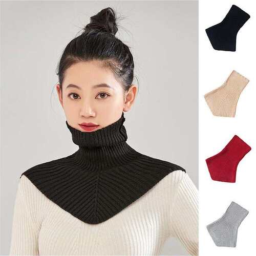 2025秋冬季百搭针织高领V型护肩假领子围脖护颈椎装饰保暖脖套