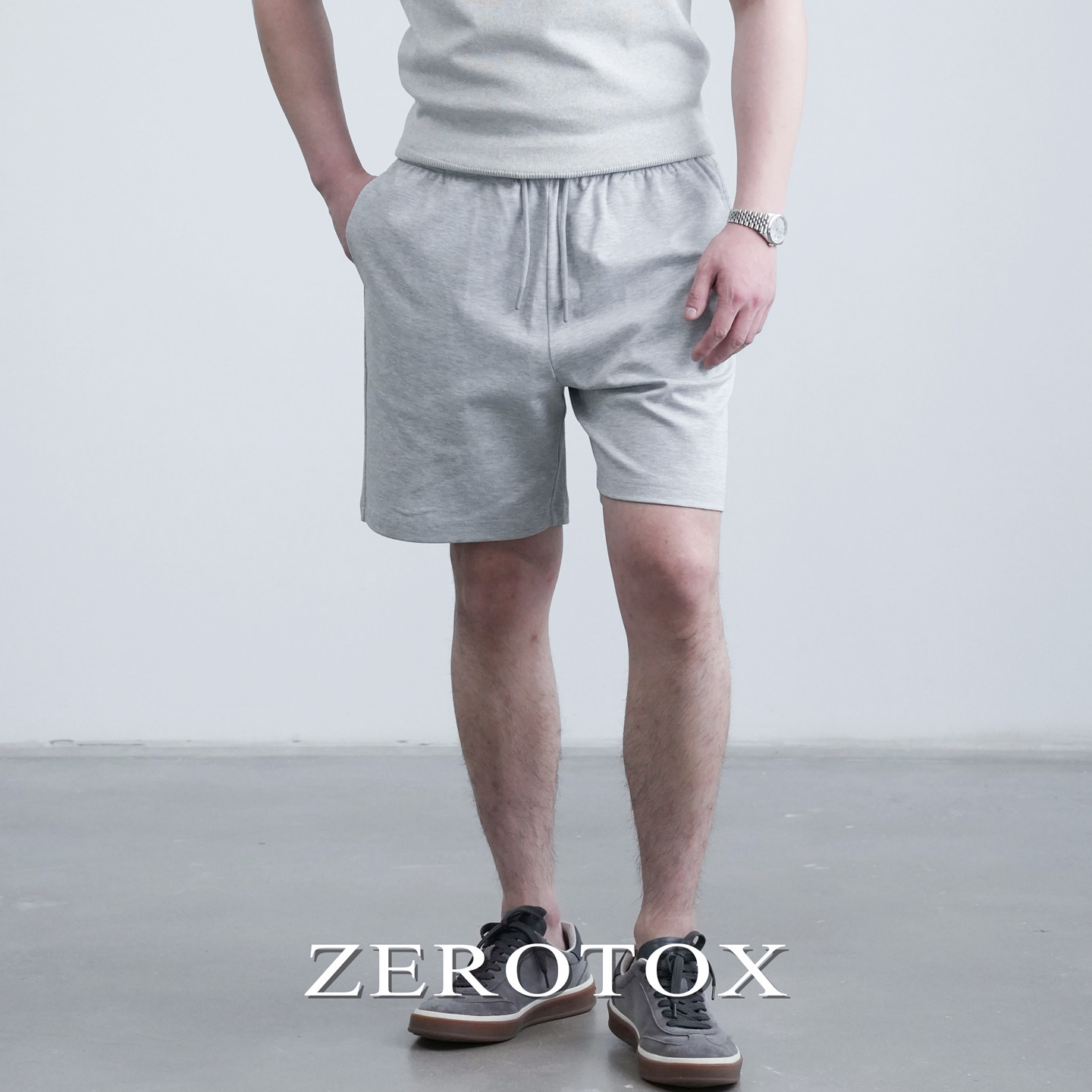 GZX ZEROTOX男士夏季四分短裤棉混纺微弹宽松凉感透气运动休闲裤