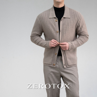 毛衣百搭慵懒感针织衫 复古羊毛混纺 特殊针法老钱纽扣开衫