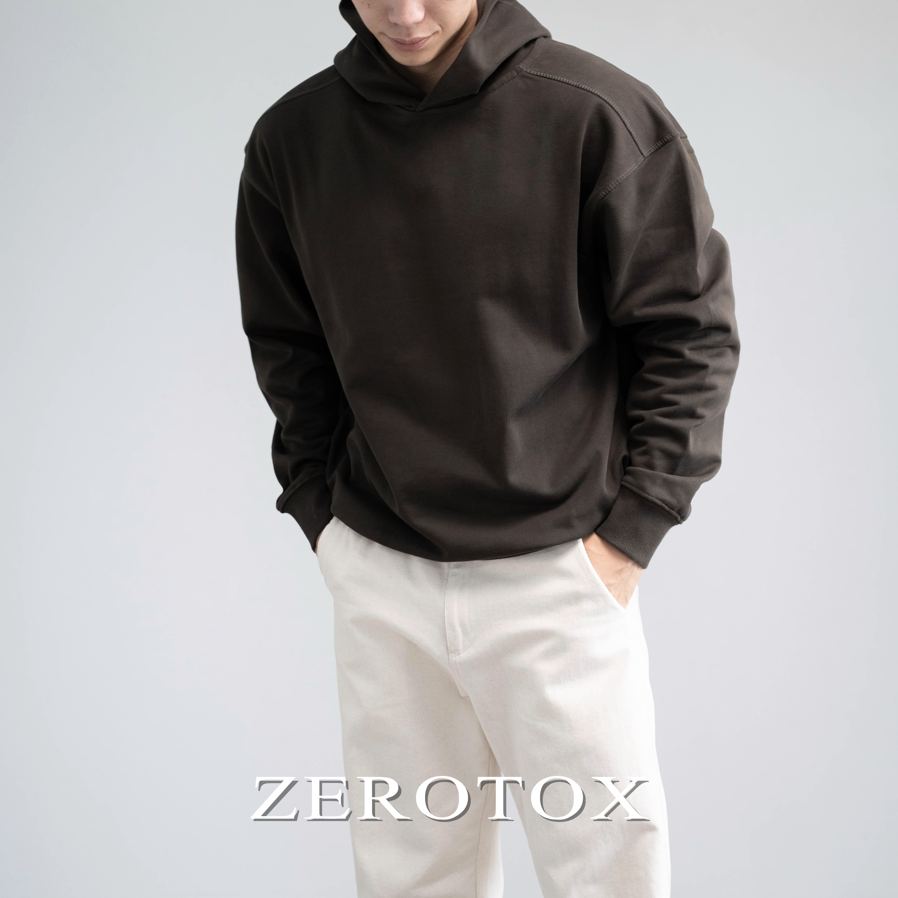 GZX ZEROTOX 解构垫肩400G全棉立体剪裁毛圈布廓形秋冬卫衣男连帽