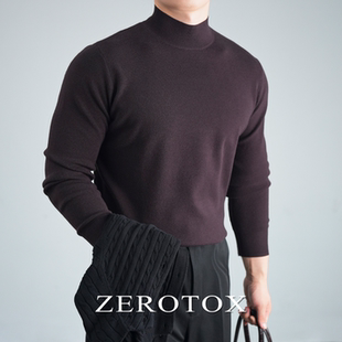 GZX ZEROTOX半高领羊毛衫莫代尔亲肤舒适打底针织秋冬保暖毛衣男