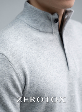 GZX ZEROTOX 老钱风毛衣超细羊毛混纺立领修身拉链秋冬休闲针织衫