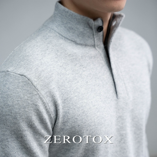 拉链秋冬休闲针织衫 老钱风毛衣超细羊毛混纺立领修身 ZEROTOX GZX