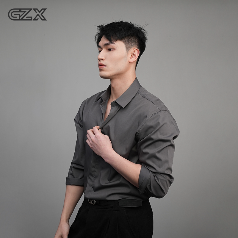 GZX ZEROTOX 丝滑垂感绅士气质高级感修身免烫衬衫商务纯色衬衣