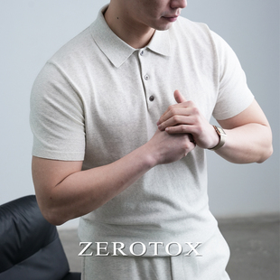 GZX ZEROTOX意式老钱纯色针织POLO衫短袖男士夏季商务休闲翻领T恤