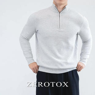 健身外套 运动卫衣拉链立领毛衣男款 GZX ZEROTOX半高领全棉针织衫