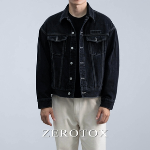 GZX 型type2牛仔夹克13盎司复古外套夹克男 ZEROTOX水洗黑牛短宽版