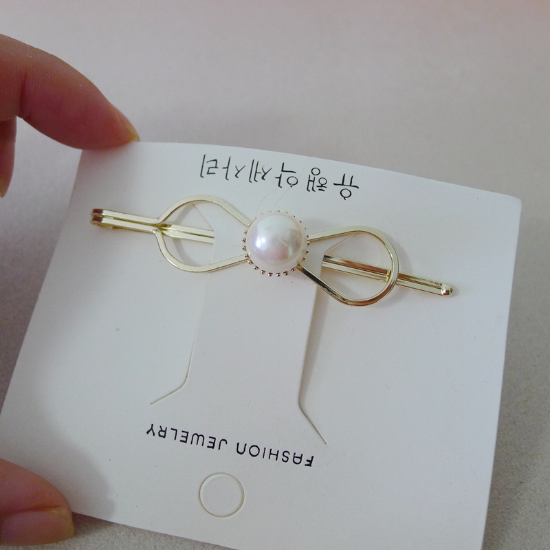 淡金色新款发卡仿珍珠百搭