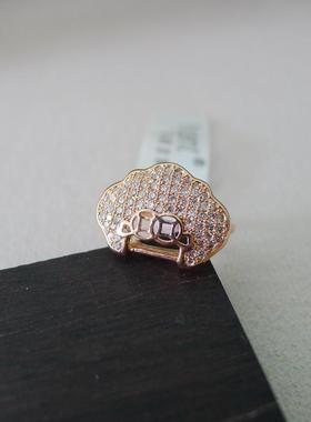 76E-29小号16号内径1.6CM玫瑰金色微镶锆石民族风格古风女士戒指