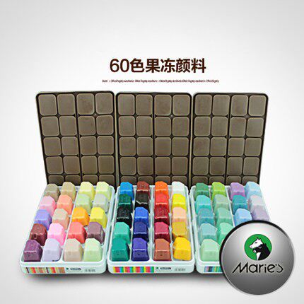 马利Marie's正品盒装果冻颜料浓缩水粉替换装颜料60色果冻颜料