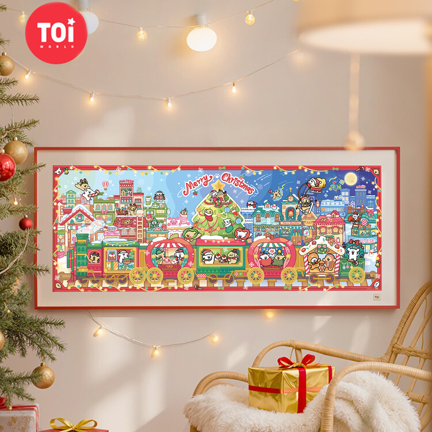 TOI图益拼图线条小狗圣诞火车成人1000片玩具圣诞礼物节日装饰画,玩具/童车/益智/积木/模型,拼图/拼板,淘宝优惠券,粉丝福利购,淘宝优惠卷