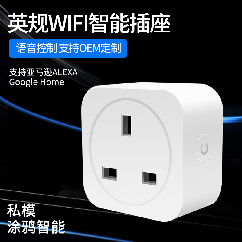 私模工厂定制英标涂鸦wifi智能插座语音控制清加工logo贴牌