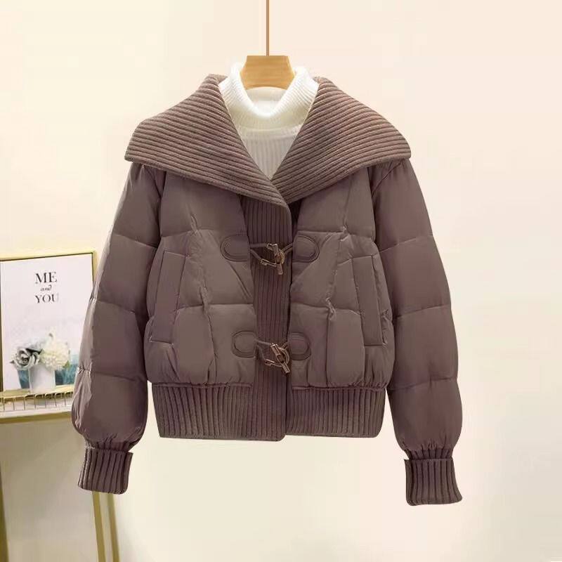 大码女装2025秋冬季百搭小香风轻薄牛角棉服外套高级夹克上衣