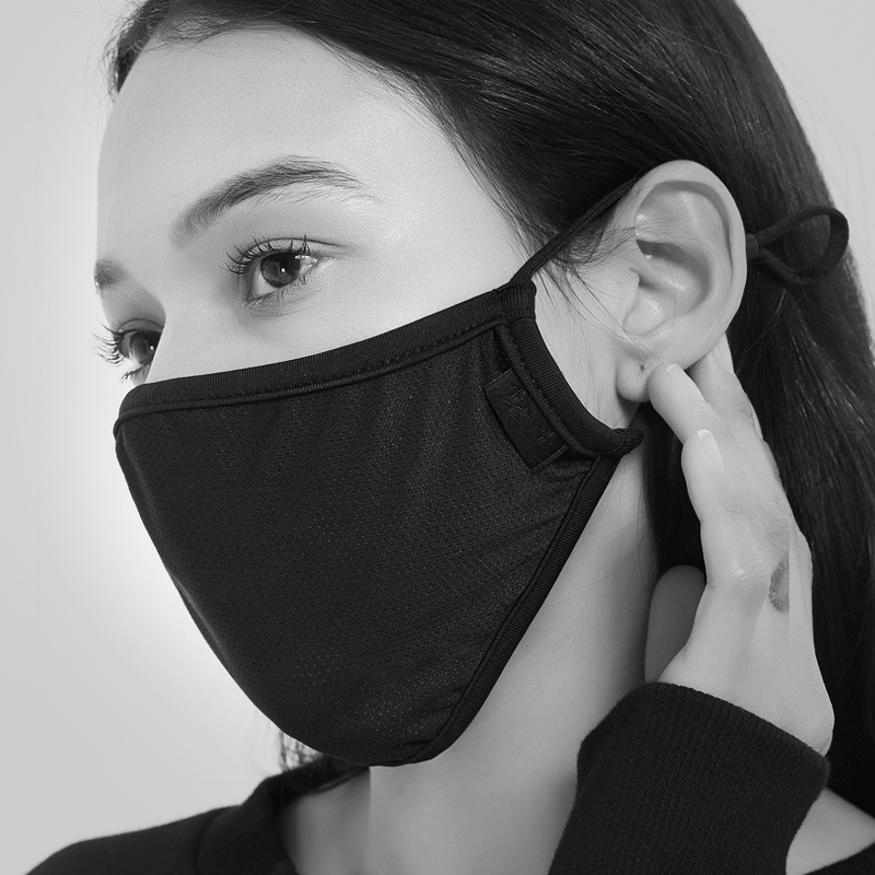泽塔体系潮牌时尚黑色单层网孔冰丝口罩女夏季薄款透气运动易呼吸