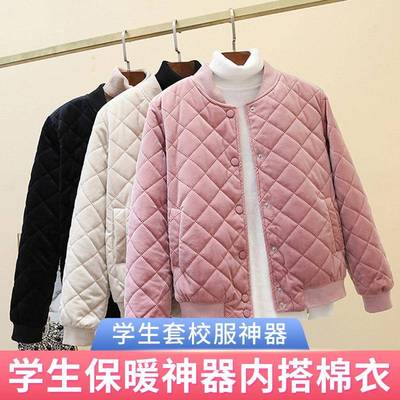 高中生校服神器棉衣内胆女冬季初中学生棉袄保暖羽绒棉服短款大童