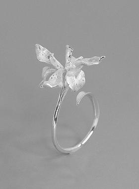 水仙尾戒我与我相爱S925纯银气质花朵复古质感国风国潮