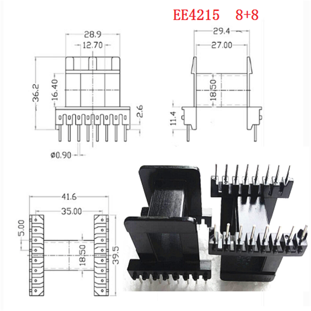 EE4215变压器磁芯骨架卧式8+8针