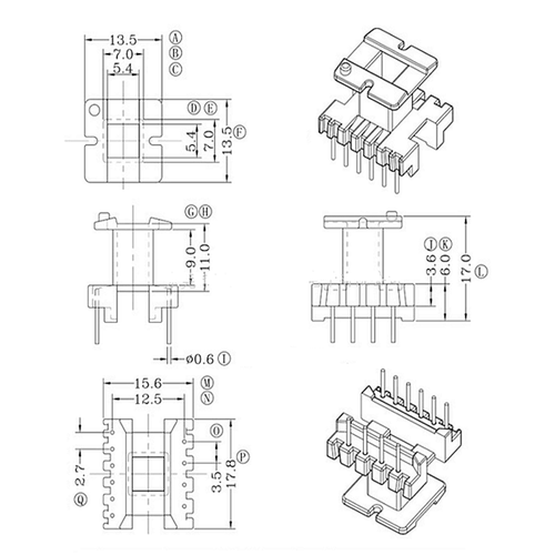 EE19变压器磁芯骨架立式4+6针骨架磁芯 电感变压器骨架磁芯