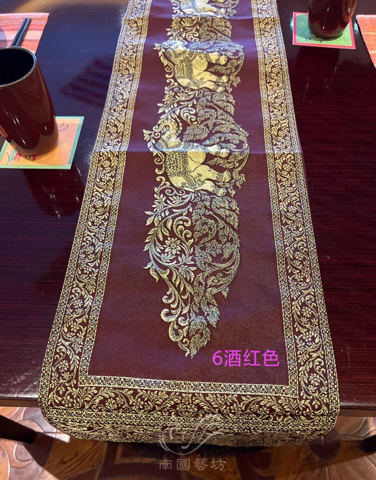 泰式桌旗吉祥大象布艺床旗