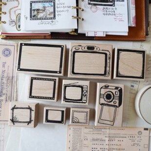 两只浣熊｜《默片帧语集》相框相机框宝丽来框手账印章图章实木